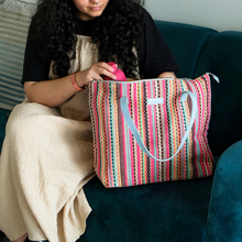 Load image into Gallery viewer, Wildflower Candy Cane Shopper Tote Bag for Women
