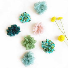 Load image into Gallery viewer, Wildflower Green Sangria Scrunchies - Pack of 7