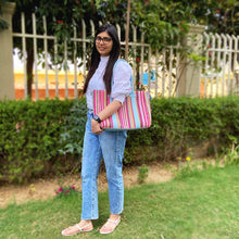 Load image into Gallery viewer, Wildflower Candy Cane Laptop Bag for Women - Office Tote-model1