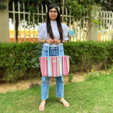 Load image into Gallery viewer, Wildflower Candy Cane Laptop Bag for Women - Office Tote-model2