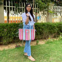 Load image into Gallery viewer, Wildflower Candy Cane Laptop Bag for Women - Office Tote-model3