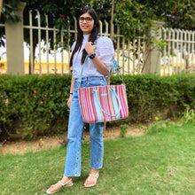 Load image into Gallery viewer, Wildflower Candy Cane Laptop Bag for Women - Office Tote-model4