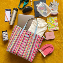 Load image into Gallery viewer, Wildflower Candy Cane Shopper Tote Bag for Women-stuff