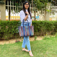 Load image into Gallery viewer, Wildflower™ Little Linear Laptop Tote Bag, Rangeen Phool Scrunchies, & Blue Cheese Card Holder - Combo