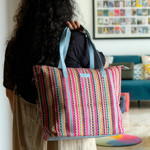 Load image into Gallery viewer, Wildflower Candy Cane Shopper Tote Bag for Women
