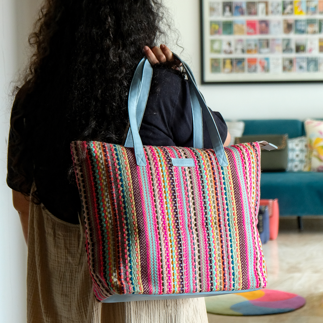 Wildflower Candy Cane Shopper Tote Bag for Women