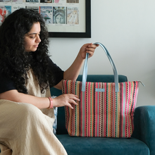 Load image into Gallery viewer, Wildflower Candy Cane Shopper Tote Bag for Women
